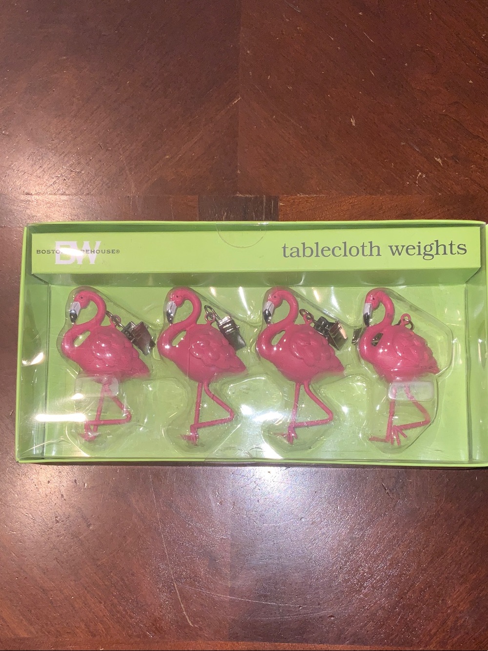 Boston Warehouse Pink Flamingo Weighted Tablecloth Clips - Set of 4